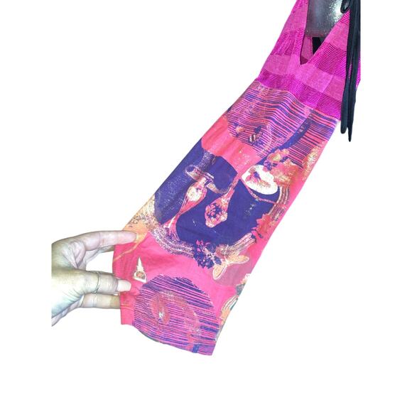 CUSTO Barcelona Flare Sleeve Tunic Top Colorful Bird Print Size  4 Large / L - Picture 4 of 9